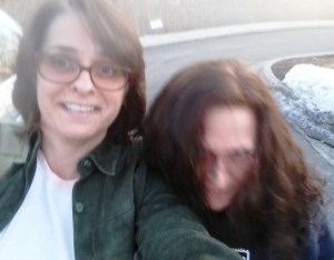 trying to capture the two of us--and her hair--in one last photo